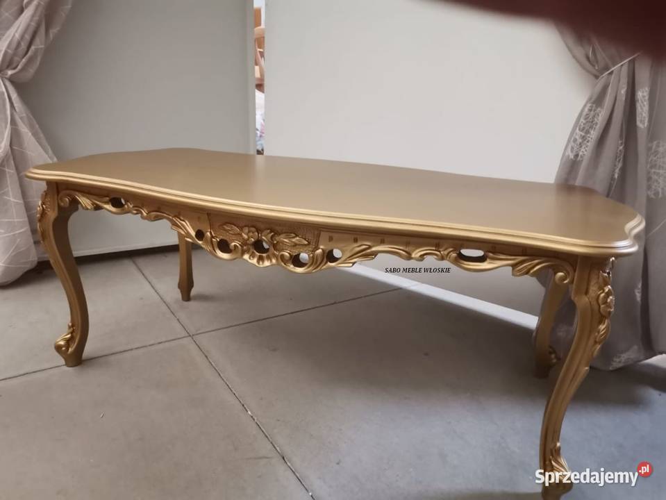 Klasyczna w stylu barokowym złota ława drewniana Przemyśl