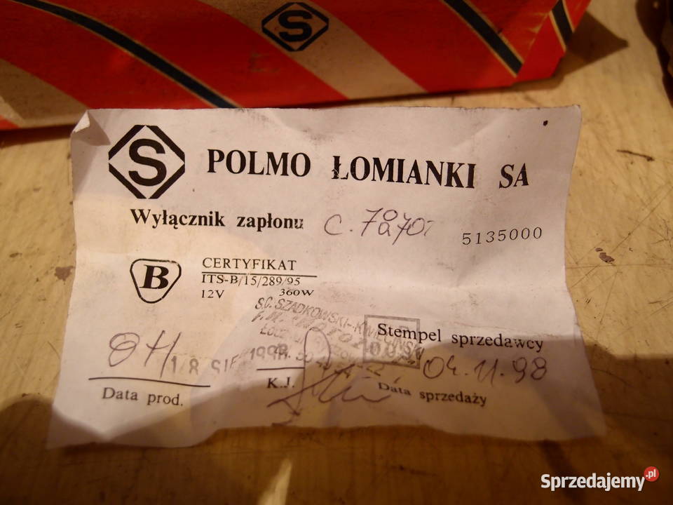 Stacyjka wyłącznik zapłonu do malucha poloneza