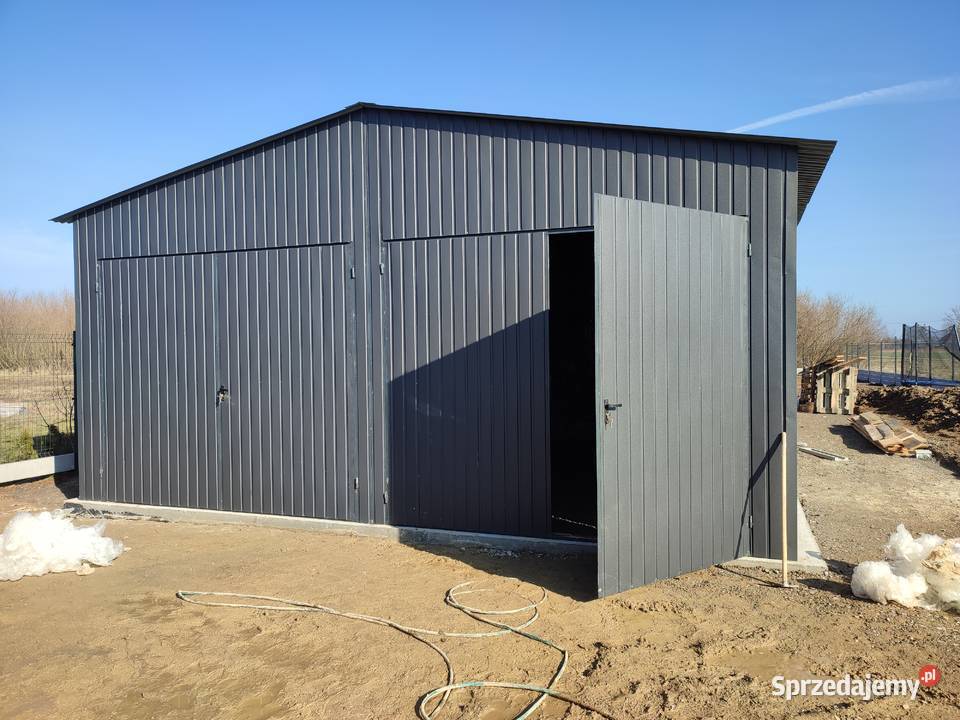 Garaż blaszany Grafitowy z zadaszeniem boczn dolnośląskie