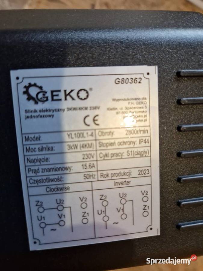 Silnik elektryczny 3KW4 230V 1 fazowy Geko wielkopolskie Głogowa