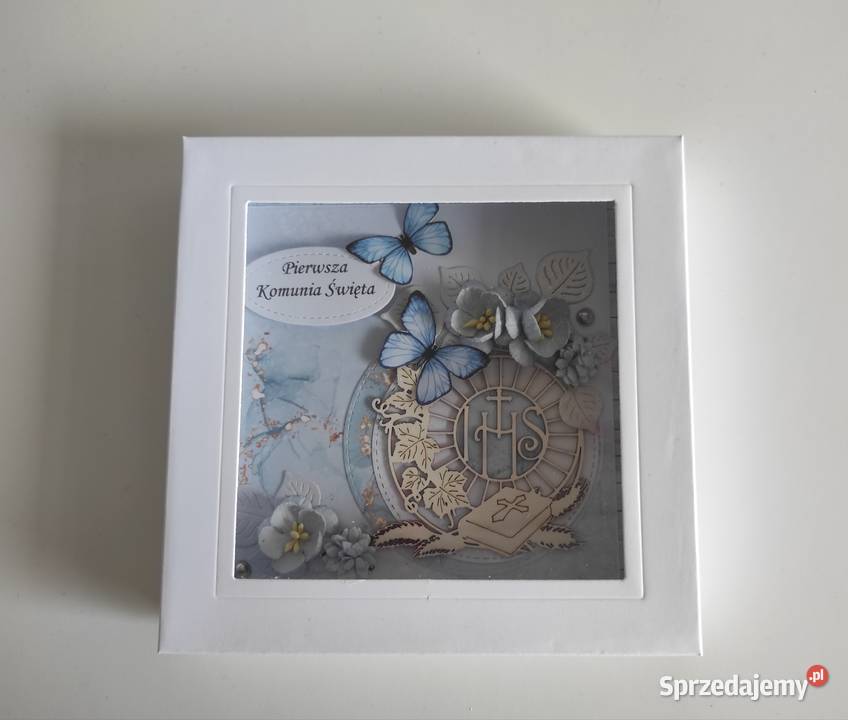 Kartka w pudełku ręcznie robiona na Pamiątkę Rękodzieło Łódź sprzedam