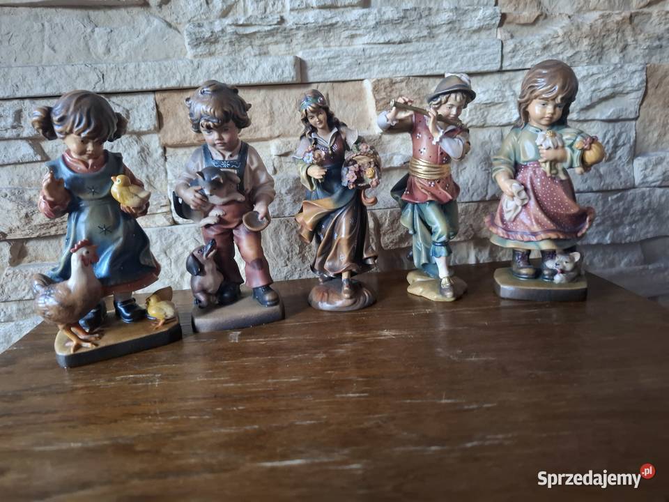 Rzeźby z drewna piękne malowane małopolskie Lubień