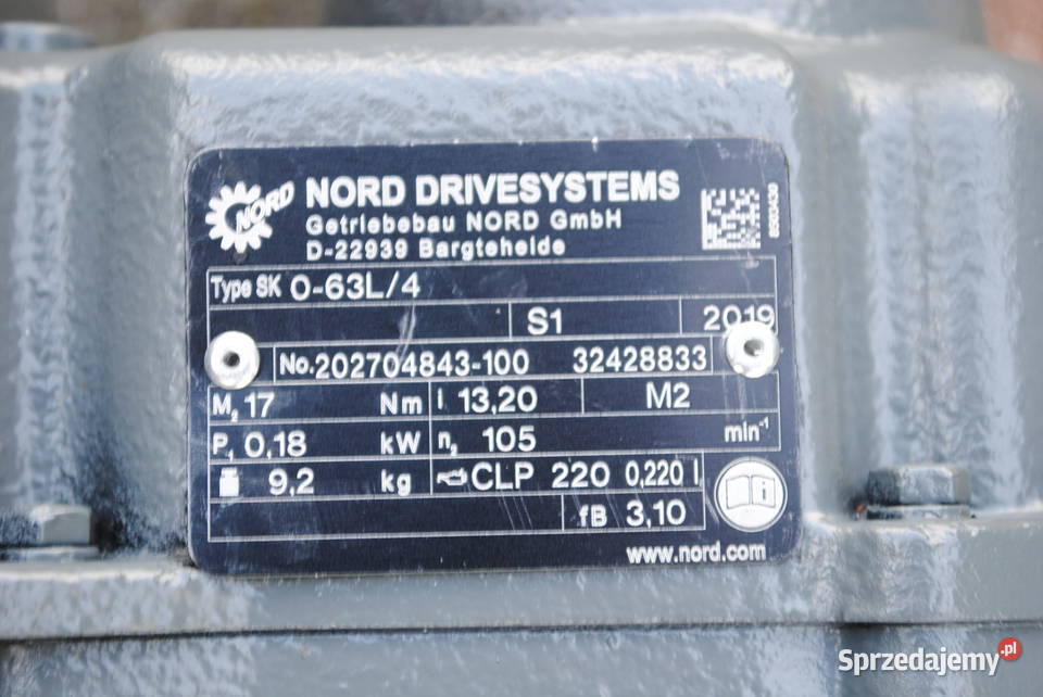 Motoreduktor 018kw 105obrmin NORD SK063L4 Kargowa