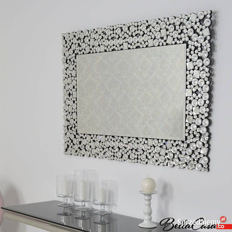 Srebrne lustro glamour prostokątne 80x120 M0502 Warszawa