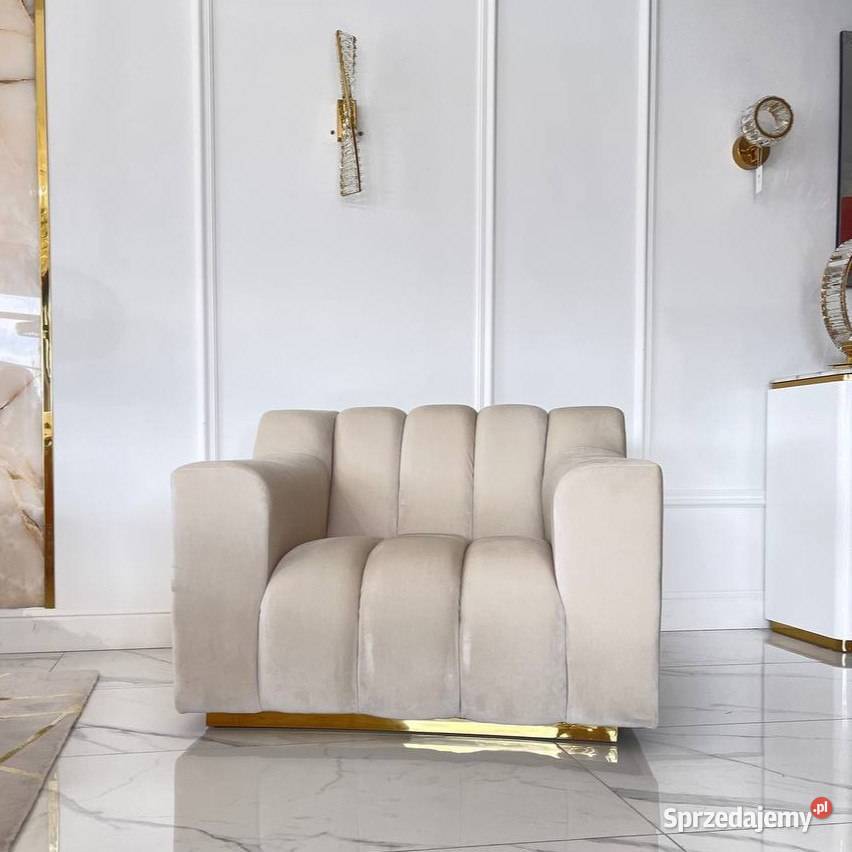 Fotel LONDON Duży Beżowy Glamour Nowoczesny Warszawa