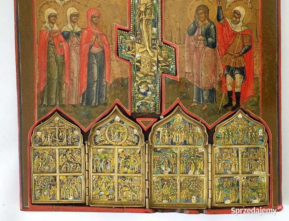 Ikona Jezus Chrystus Ukrzyżowany XIXw 0222 Malarstwo