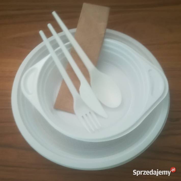 Zestaw jednorazowy obiadowy sztućce drewnane Lublin