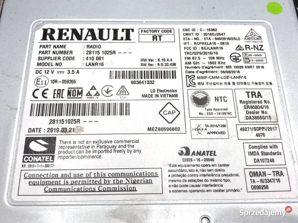 RADIO RENAULT MEGANE IV 281151025R ODTWARZACZ