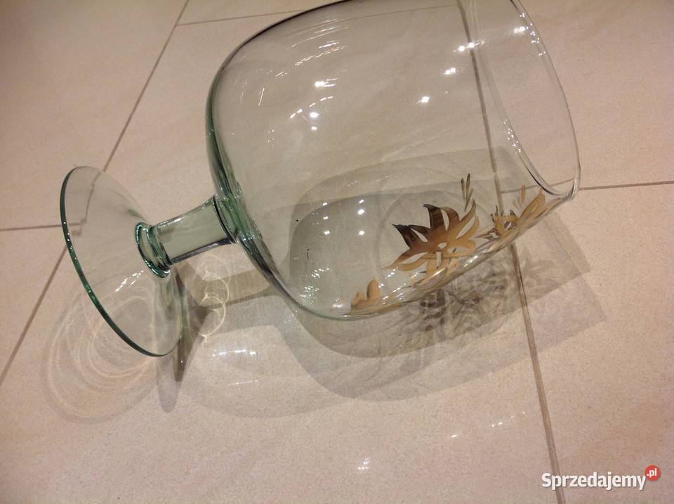 Duży Kielich Wazon Szklany Lata 80