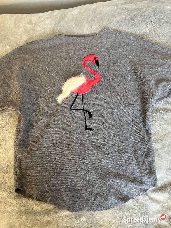 Sweter szary z flamingiem Odzież damska Jasło