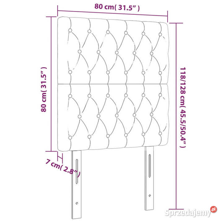 Zagłówek do łóżka z LED kremowy 80x7x118128 Warszawa