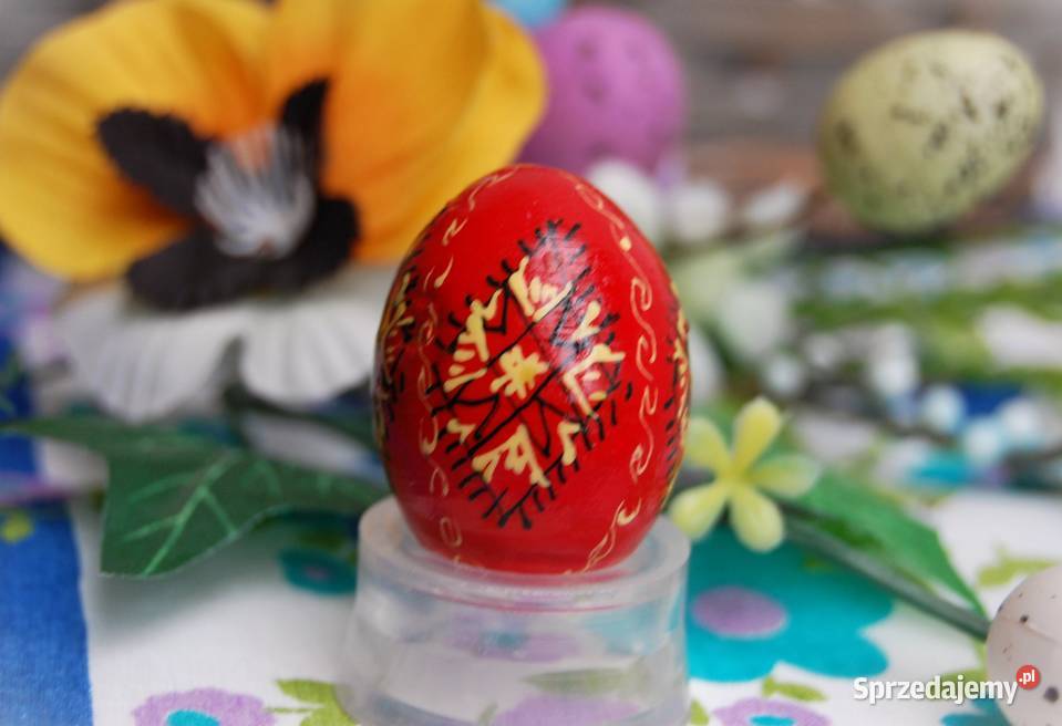 Stara pisanka drewniana ręcznie malowana Ukraina Lublin