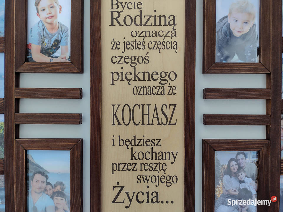 Drewniana Multirama Ramka na 12 ZDJĘĆ 10x15 Łódź
