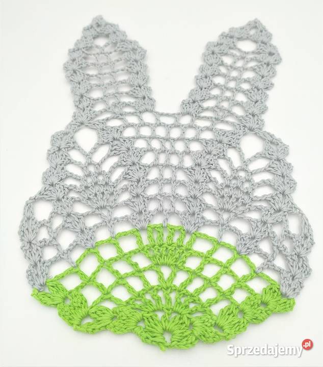 Zawieszka serwetka zajączek na szydełku szary Poznań