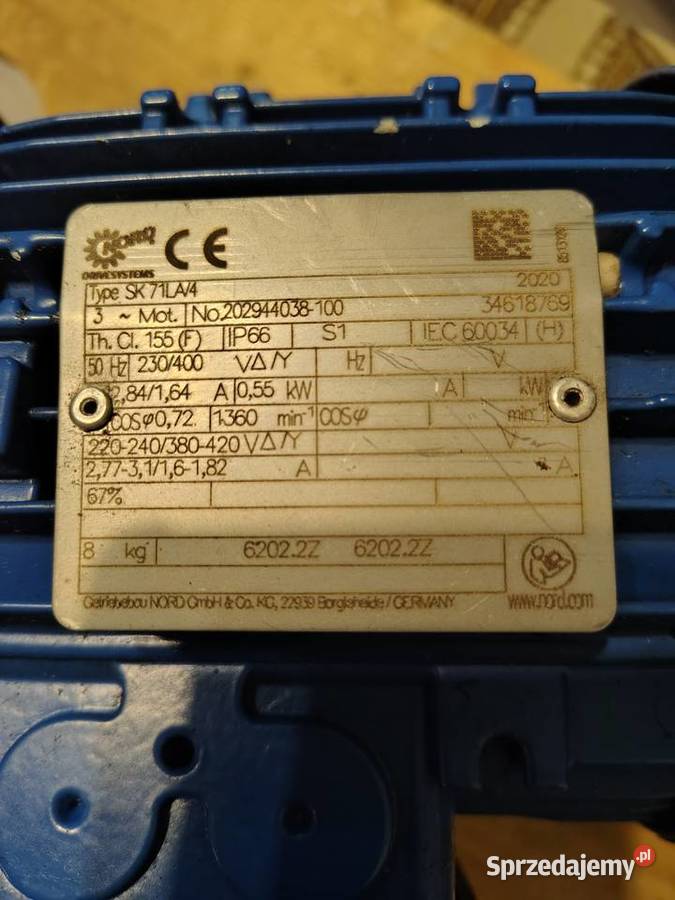 Silnik 3 fazy 055 kw wałek 15mm Białystok sprzedam