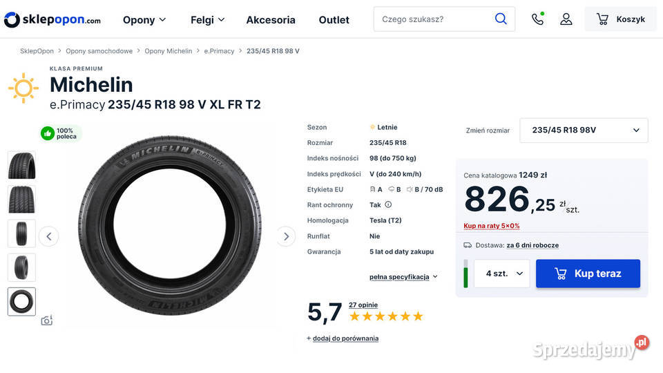 Opony Michelin ePrimacy Acoustic 2354518 98 Samochodowe Olsztyn