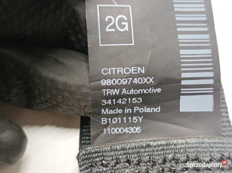 PAS BEZPIECZEŃSTWA PRAWY LEWY TYŁ KPL 98009738XX