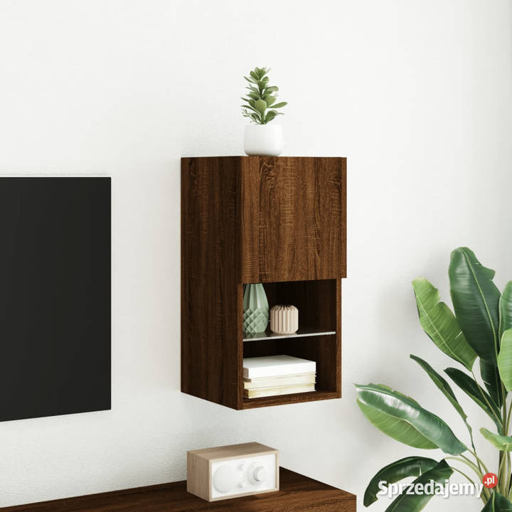 Szafka TV z LED brązowy dąb 305x30x60 WM836999 Warszawa