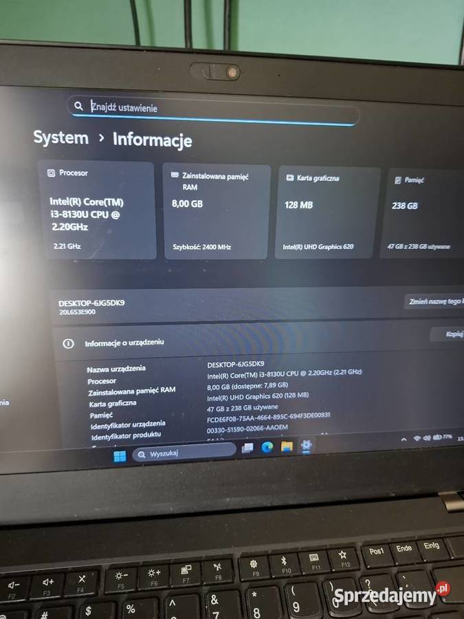 Lenovo thinkpad t 480 okazja Intel Core i3 Seroczyn