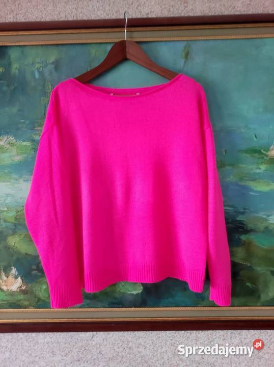 neonowy odblaskowy różowy pink sweterek kardigan