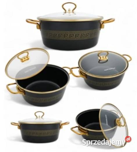 Zestaw garnków emaliowanych motyw Versace