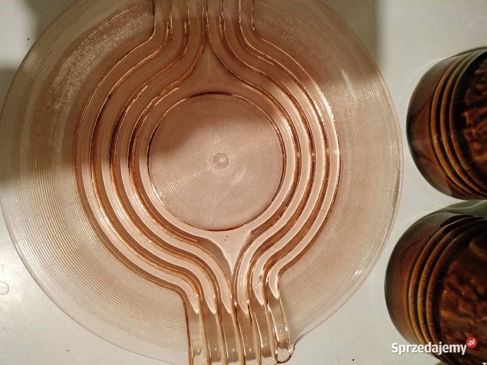 Talerz patera rondo różowyrozalina prl Choszczno