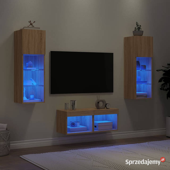 4cz zestaw mebli TV z oświetleniem LED dąb