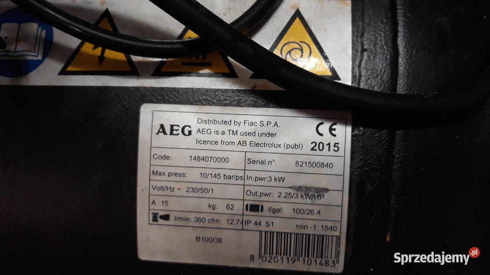 Sprężarka tłokowa B10036 AEG zbiornik 100L Rudy