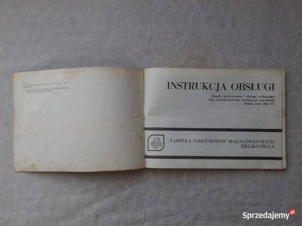 Instrukcja obsługi Fiat 126P Tomaszów Lubelski