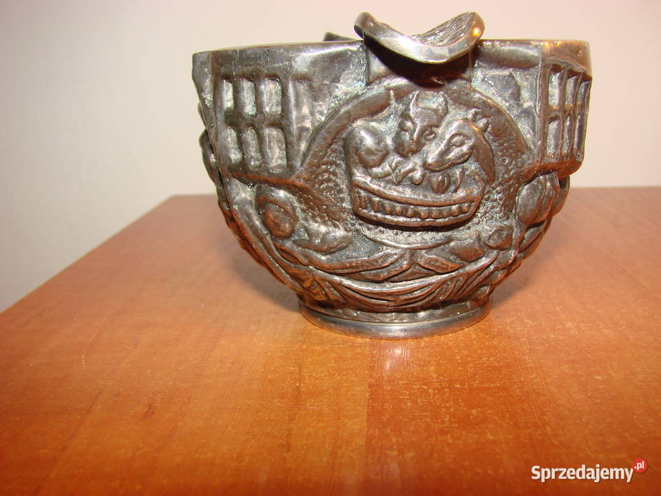 ciężka cynowa popielniczka Pruszcz Gdański