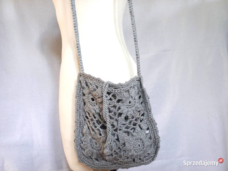 Torebka szara Szydełkowa wyjściowa Dzianinowa Białystok sprzedam