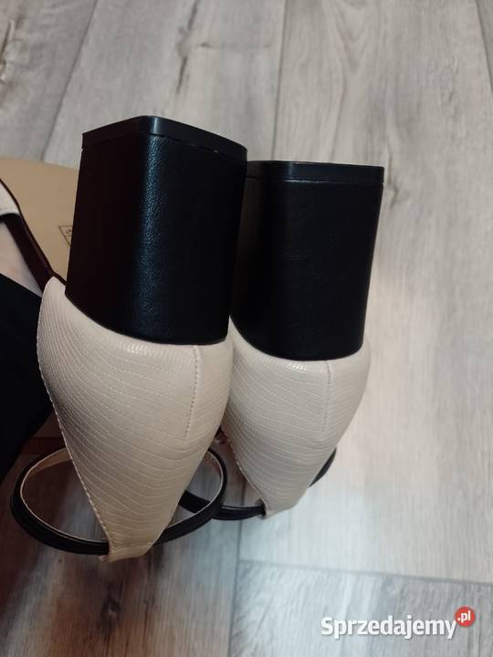 41 Ekskluzywne beżowo czarne czółenka wieczorowe 26.5cm Czółenka Kraków sprzedam