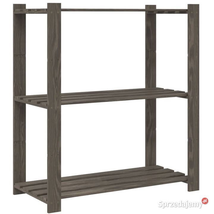 Regał z 3 półkami szary 80x38x90 lite drewno