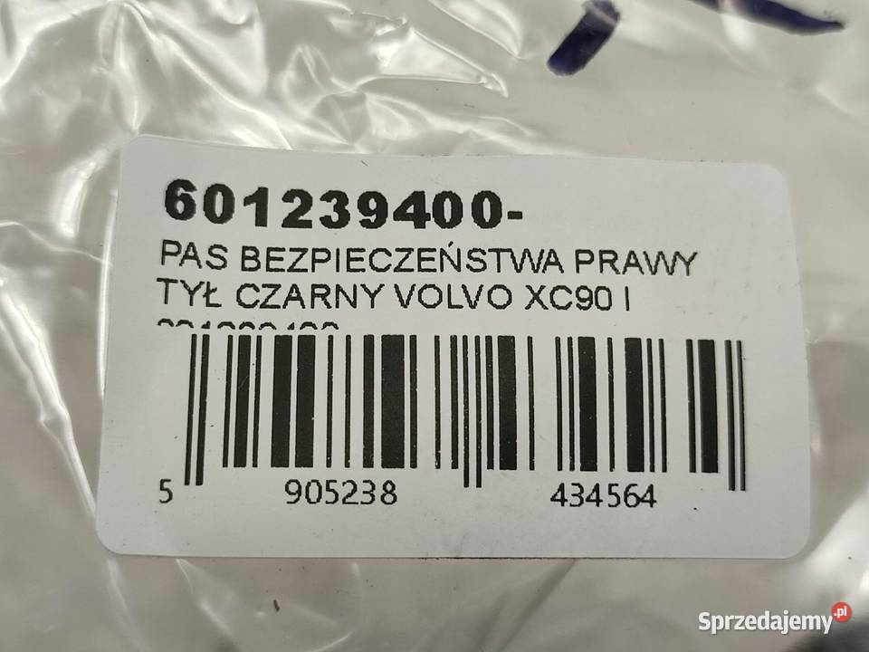 PAS BEZPIECZEŃSTWA PRAWY TYŁ CZARNY VOLVO XC90 I