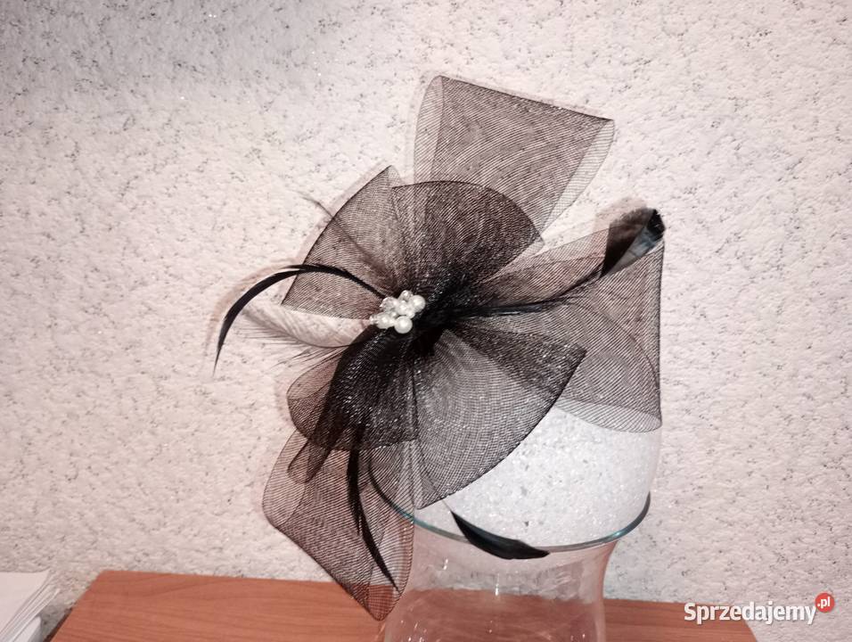 fascynator nakrycie głowy czarny na opasce