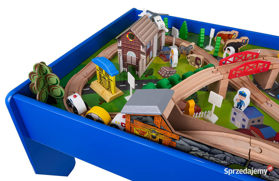 Drewniana kolejka na stoliku mega zestaw tory Warszawa sprzedam