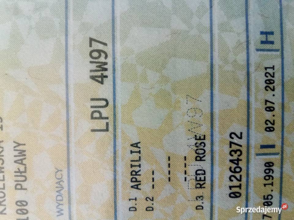 APRILIA na kat B Rok produkcji 1990 lubelskie