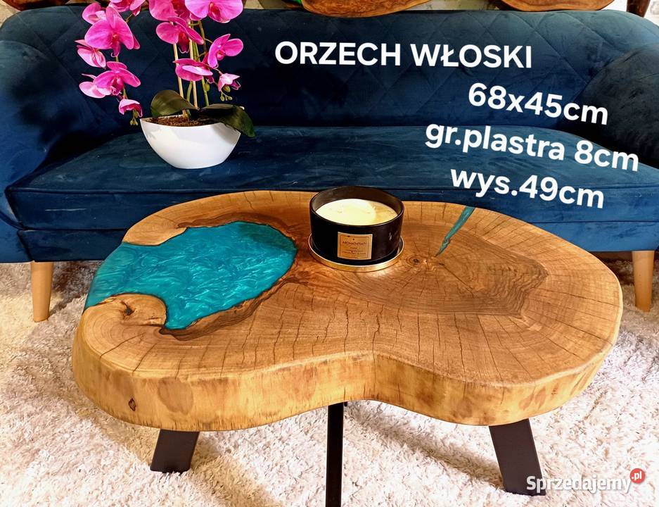 Stolik kawowy średnica 68x45 plaster drewna