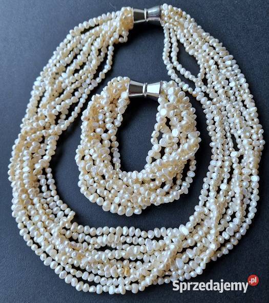 BIAŁE BAROKOWE PERŁY NATURALNE NASZYJNIK I Naszyjniki Częstochowa sprzedam