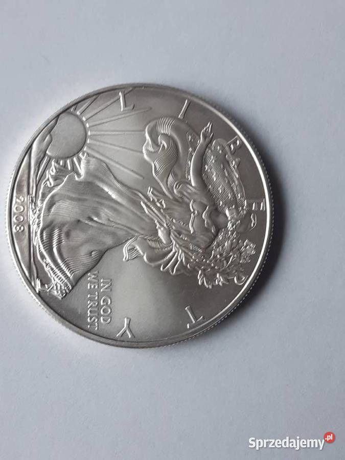 1 oz Amerykański Orzeł Srebrna moneta 2008r Numizmatyka kujawsko-pomorskie Potulice