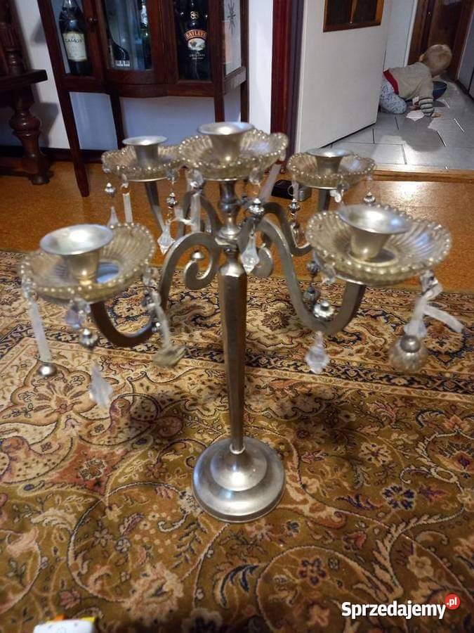 Świecznik 5 ramienny z koralikami inny kolor