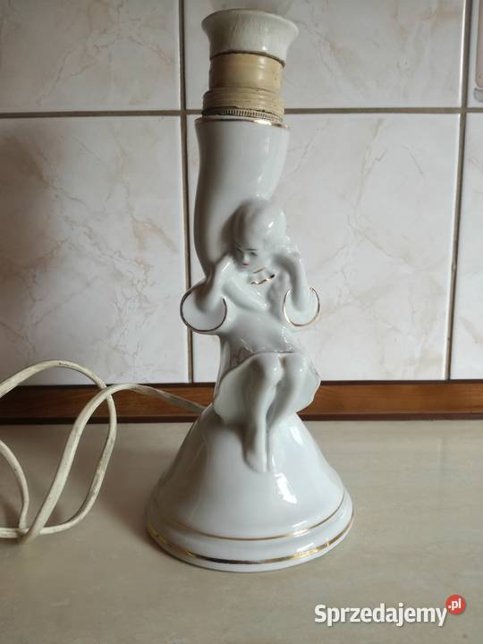 Piękna stara porcelanowa lampka nocna Ćmielów biały śląskie Jastrzębie-Zdrój