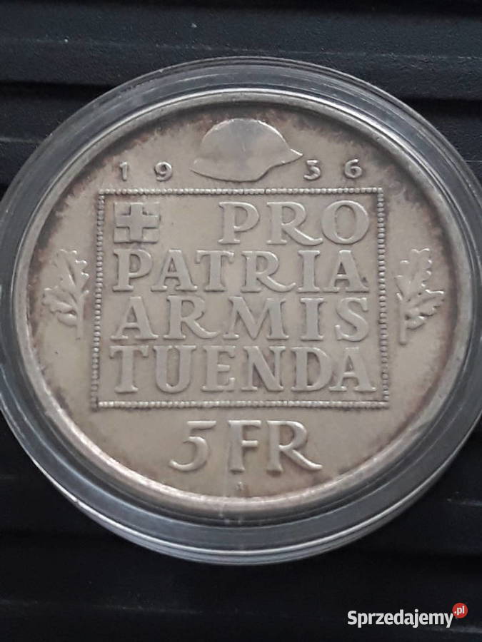 5 Franków Szwajcaria 1936 r Fundusz ArmiiUnikat wielkopolskie Konin