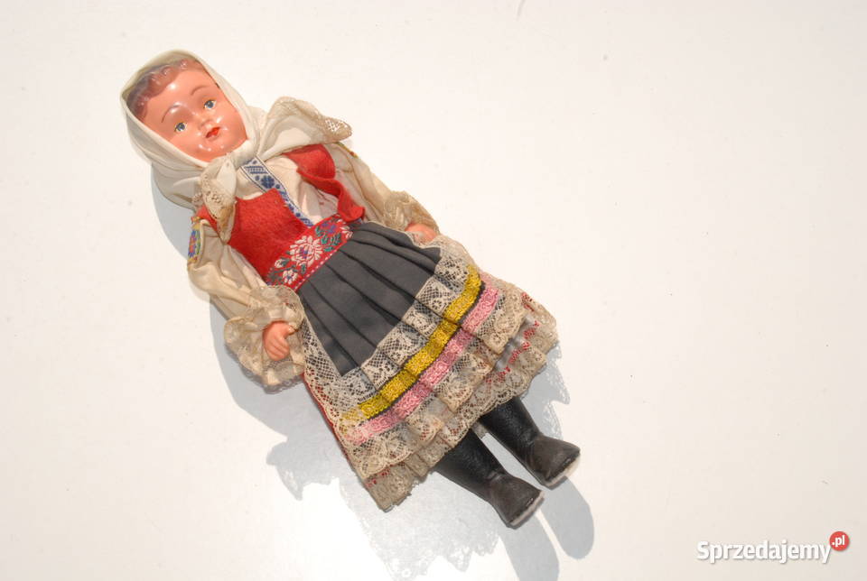 Stara figurka lalka ludowa w pudełku antyk Pozostałe śląskie Cieszyn