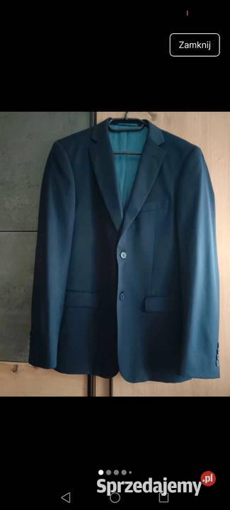 Marynarka Wełniana granatowa oversize o męskim Krosno