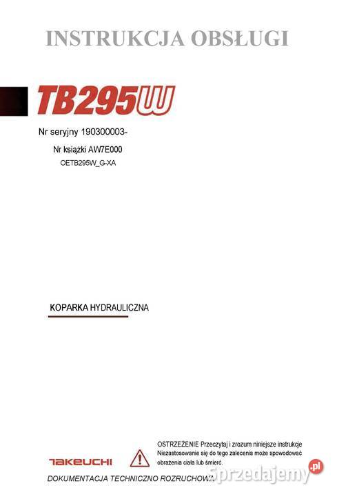 DTR Takeuchi TB295W Instrukcja obsługi Szamotuły
