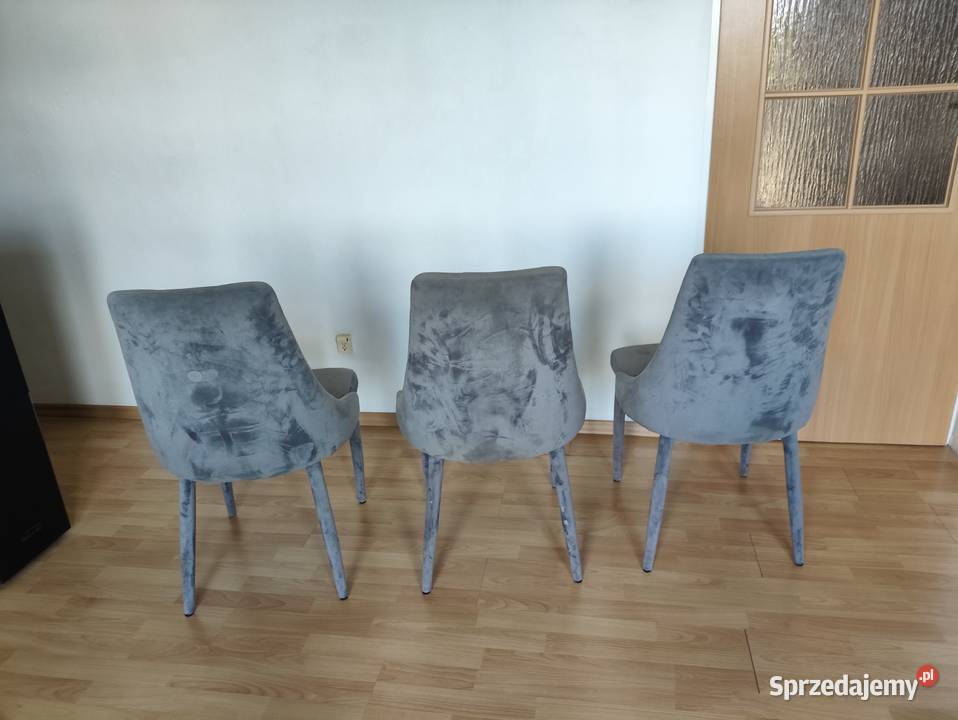 Krzesła tapicerowane TRIX Velvet szare do Chotomów