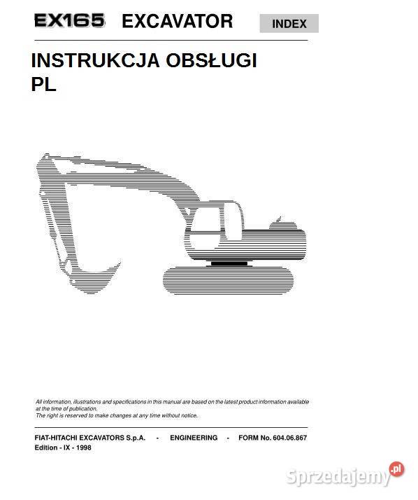FIAT HITACHI EX165 instrukcja obsługi jpolski motoryzacja, transport Kielce
