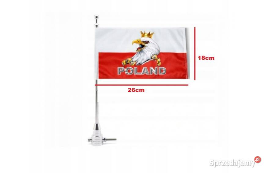 Maszt motocyklowy z flagą Polski Sosnowiec