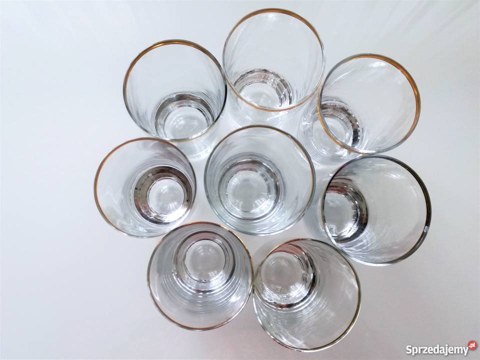 Szkło stołowe Krosno złoty pasek spodki 11